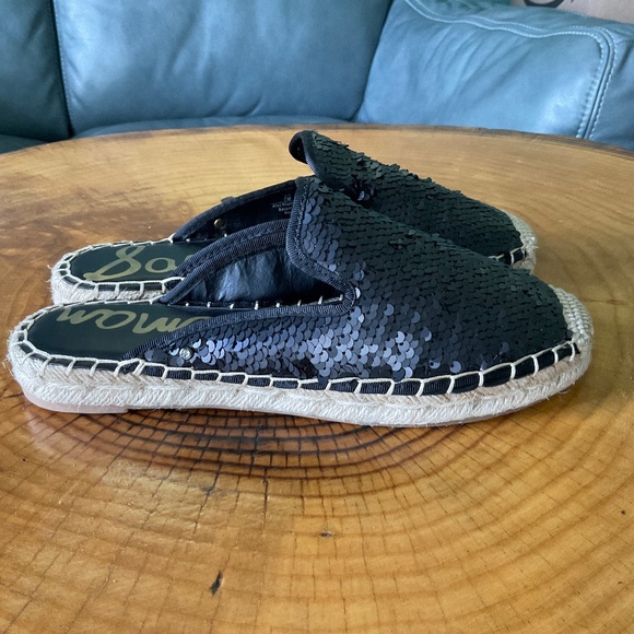 Sam Edelman Black Sequin Slip-On Espadrilles - Picture 1 of 10